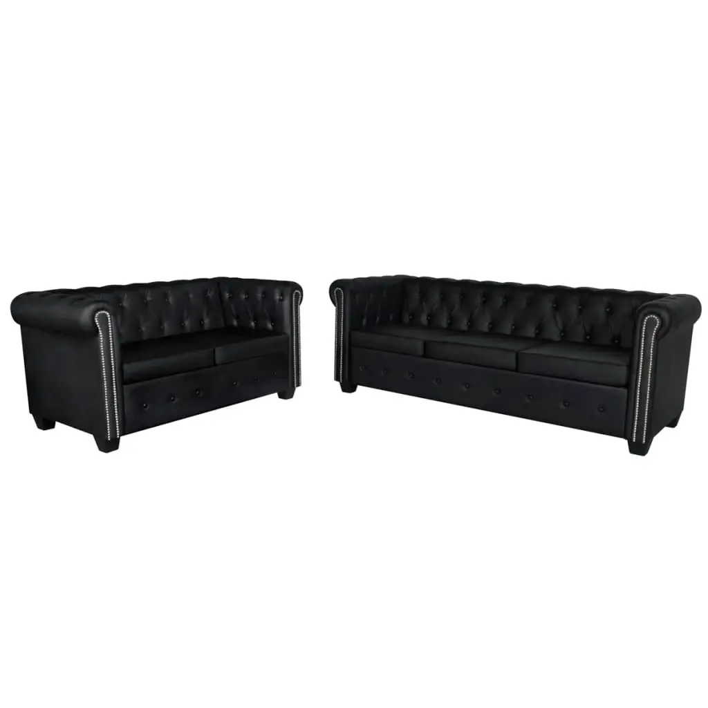 Chesterfield 2-Seater and 3-Seater Artificial Leather Black 272249