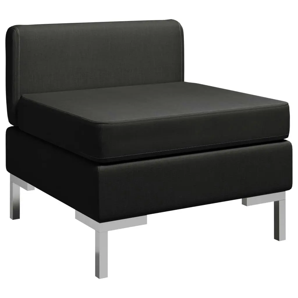 Sectional Middle Sofa with Cushion Fabric Black 287006