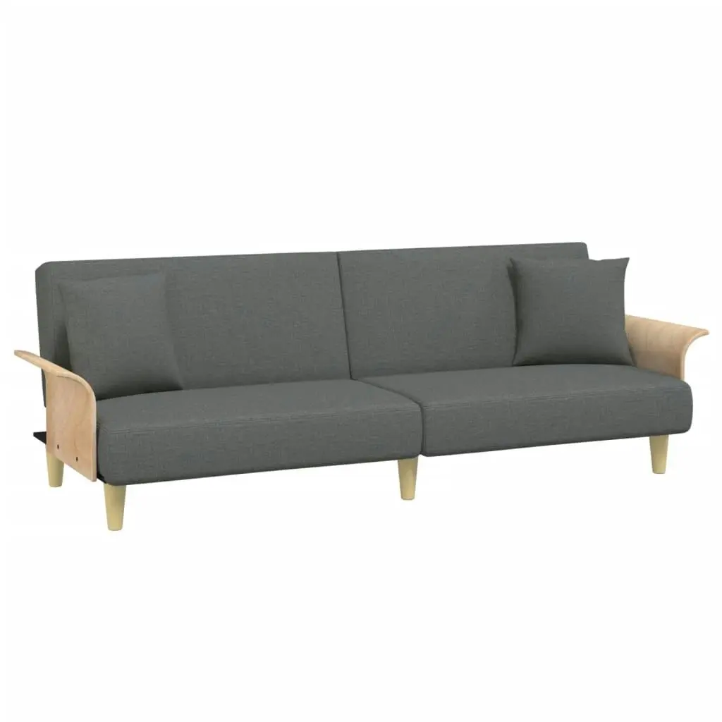 Sofa Bed with Armrests Dark Grey Fabric 351844