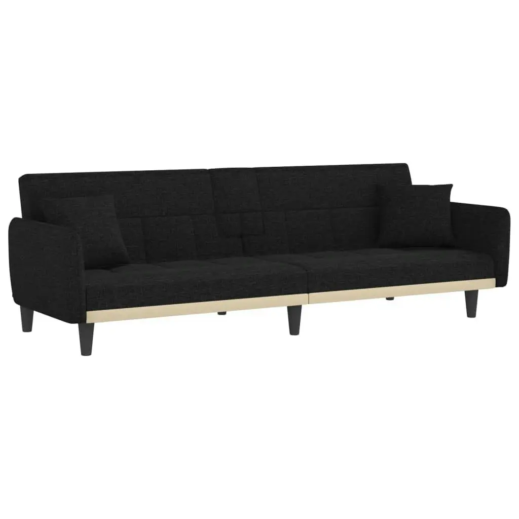 Sofa Bed with Cup Holders Black Fabric 351871