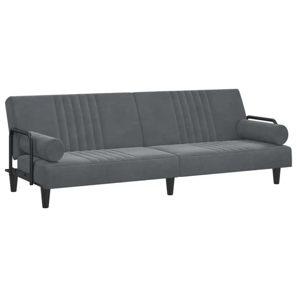 Sofa Bed with Armrests Dark Grey Velvet 351895