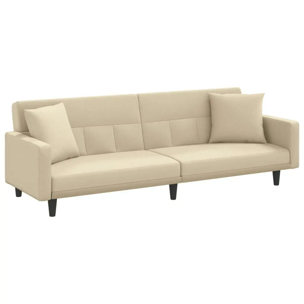 Sofa Bed with Cushions Cream Fabric 351878