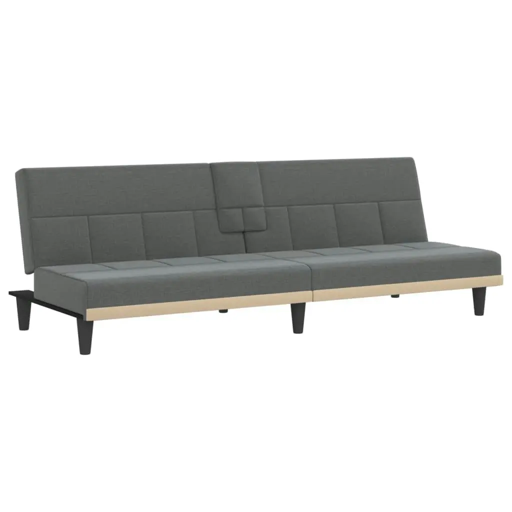 Sofa Bed with Cup Holders Dark Grey Fabric 351864