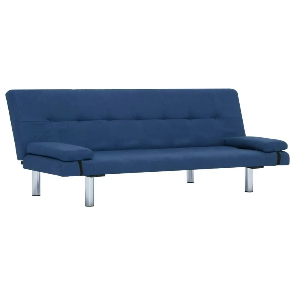 Sofa Bed with Two Pillows Blue Polyester 282187