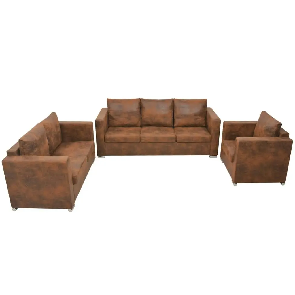 Sofa Set 3 Pieces Artificial Suede Leather 274886