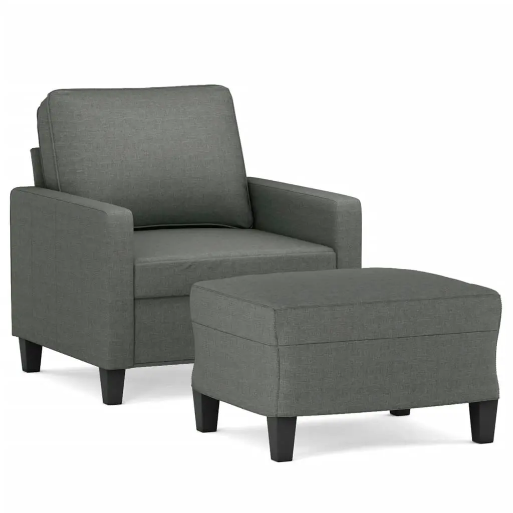 Sofa Chair with Footstool Dark Grey 60 cm Fabric 3201030