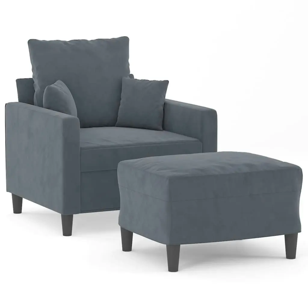 Sofa Chair with Footstool Dark Grey 60 cm Velvet 3201098