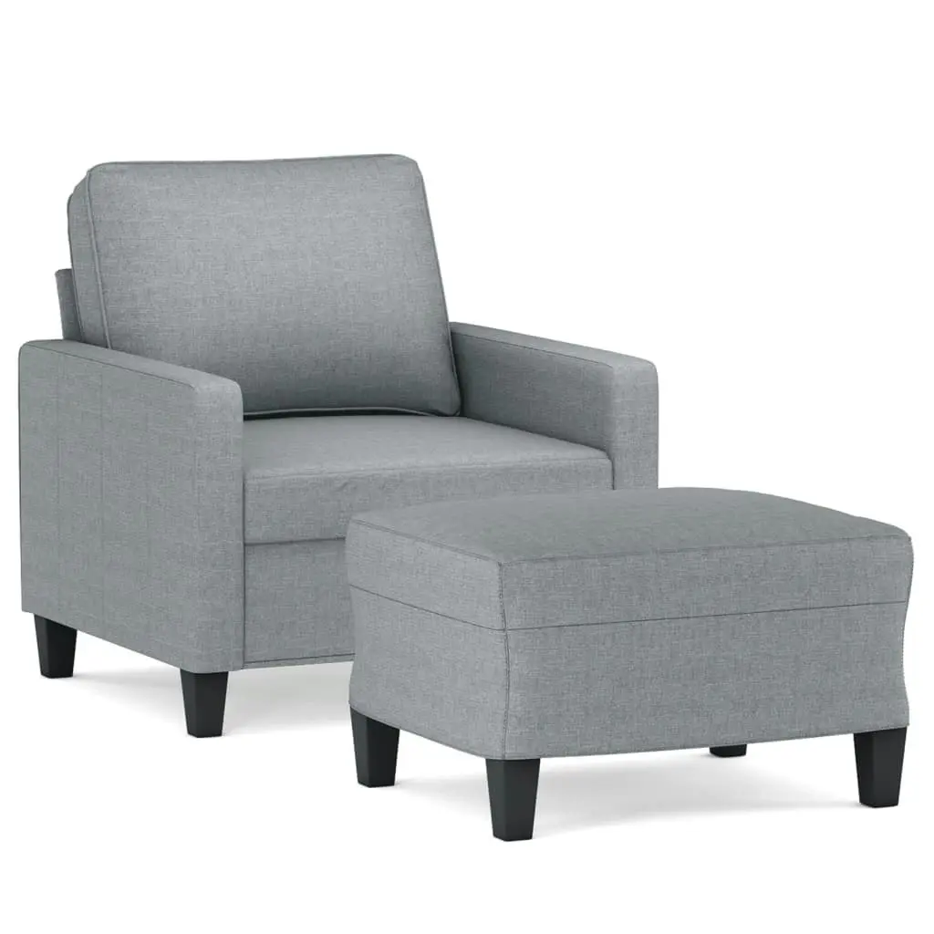 Sofa Chair with Footstool Light Grey 60 cm Fabric 3201029