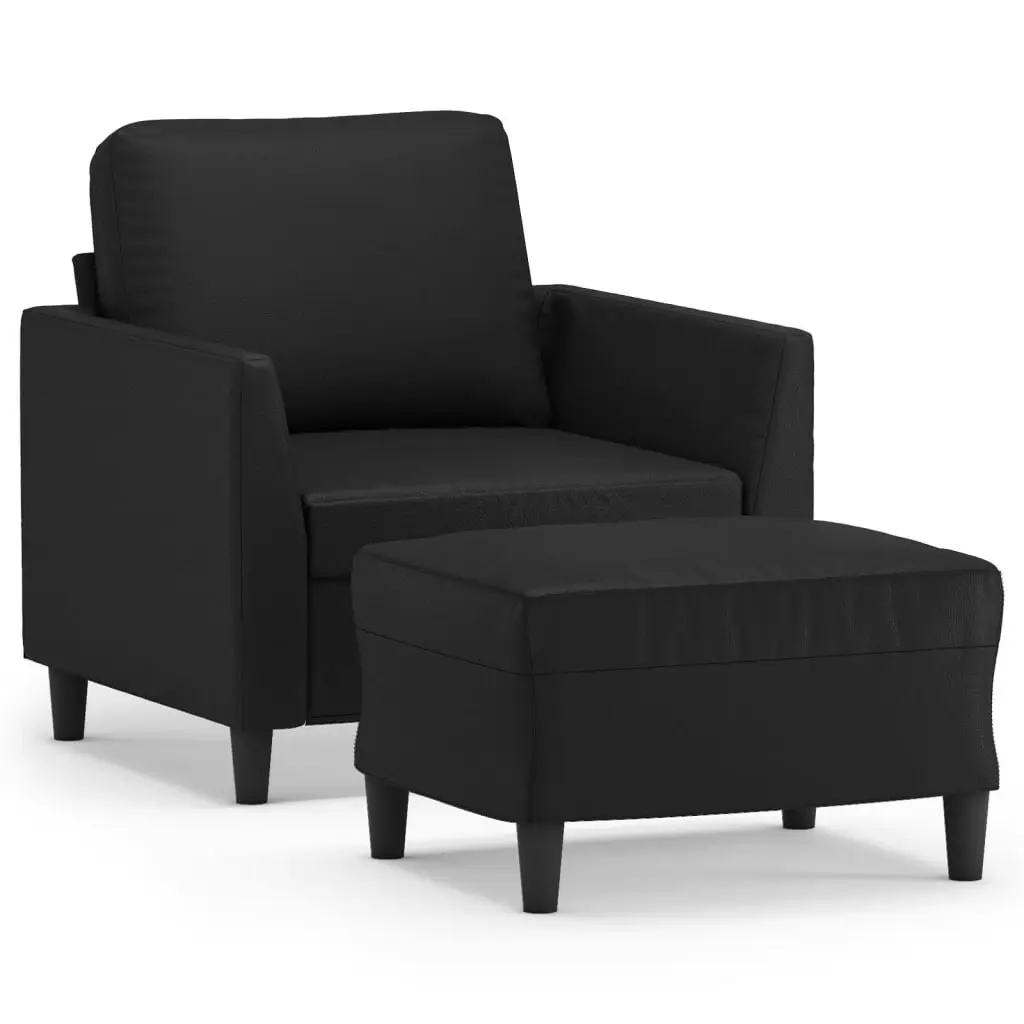 Sofa Chair with Footstool Black 60 cm Faux Leather 3201117