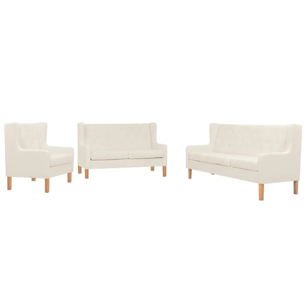 Sofa Set 3 Pieces Fabric Cream White 274931