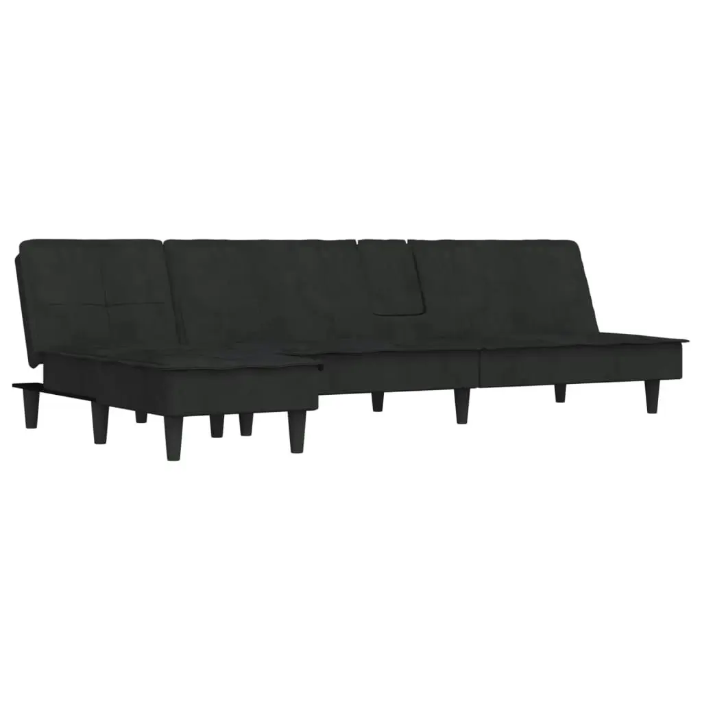 L-shaped Sofa Black 255x140x70 cm Velvet 3157263