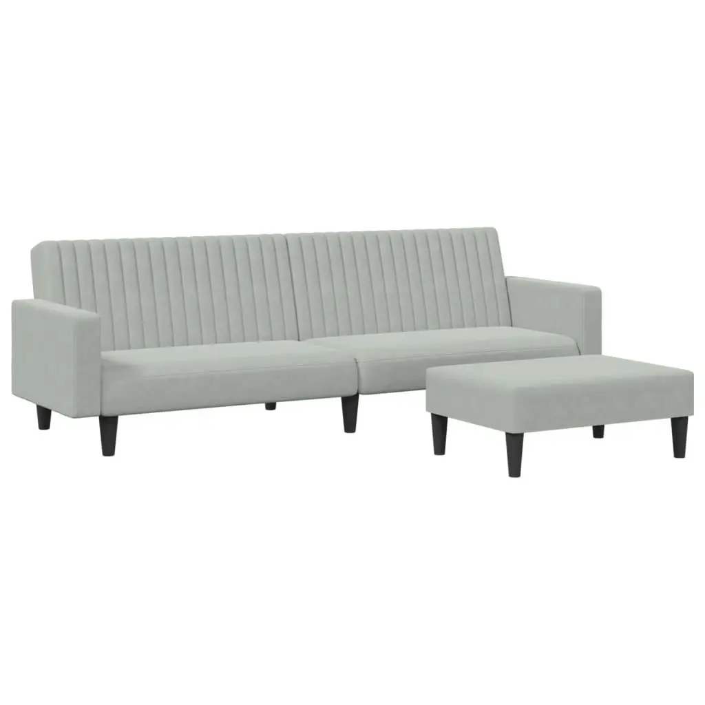 2 Piece Sofa Set Light Grey Velvet 3216280