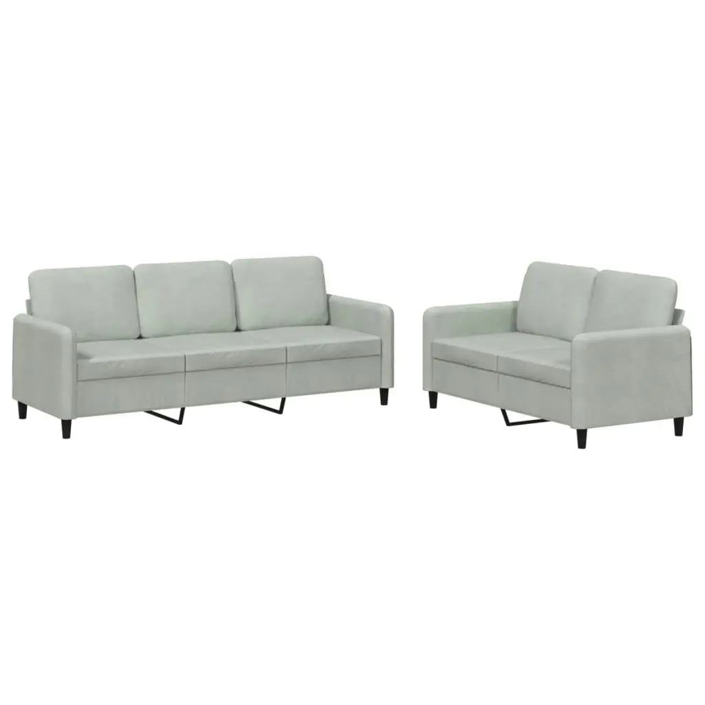 2 Piece Sofa Set Light Grey Velvet 3202014