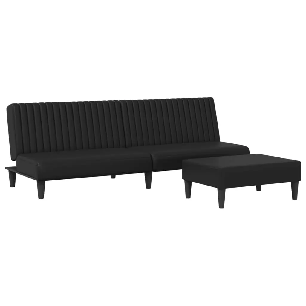 2 Piece Sofa Set Black Faux Leather 3216285