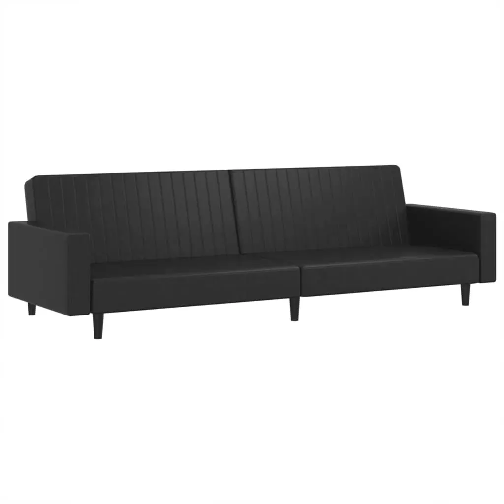 2-Seater Sofa Bed Black Faux Leather 375951