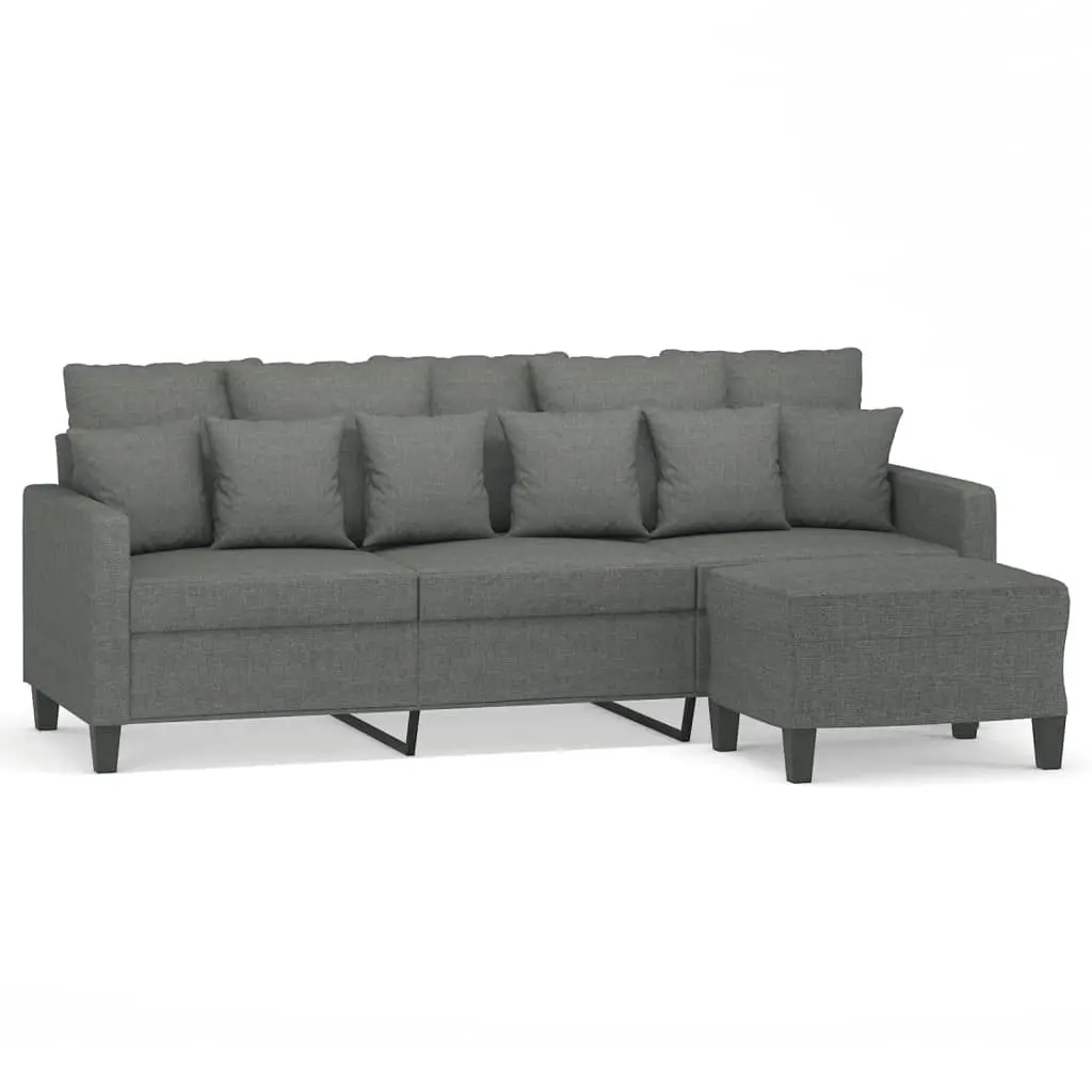 3-Seater Sofa with Footstool Dark Grey 180 cm Fabric 3201090