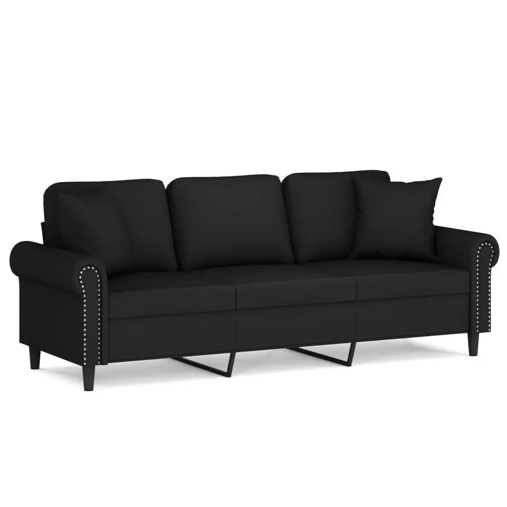 3-Seater Sofa with Throw Pillows Black 180 cm Velvet 3200960