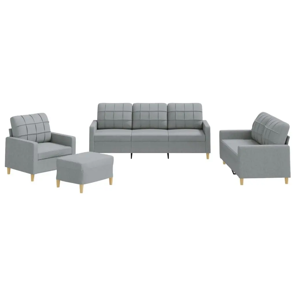 4 Piece Sofa Set with Cushions Light Grey Fabric 3201250