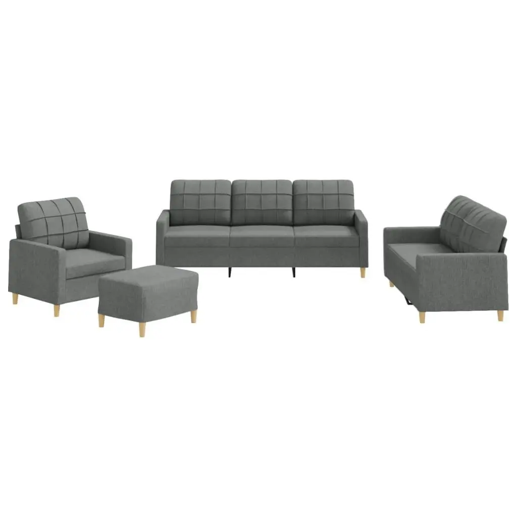 4 Piece Sofa Set with Cushions Dark Grey Fabric 3201251