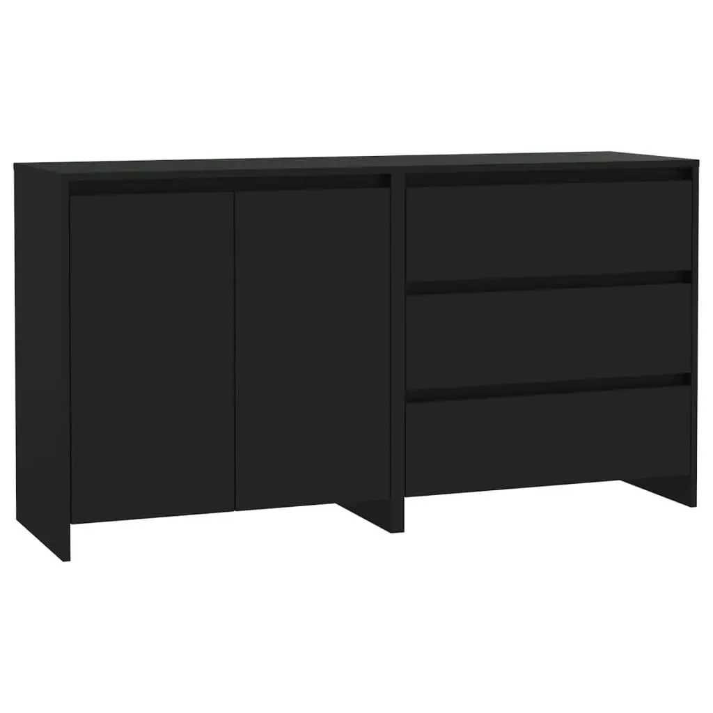 2 Piece Sideboard Black Engineered Wood 3098058