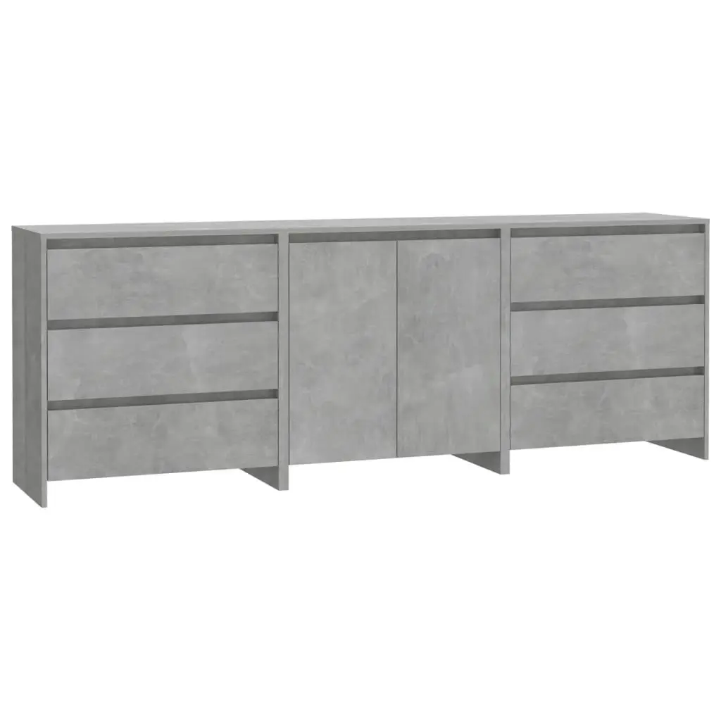 3 Piece Sideboard Concrete Grey Engineered Wood 3098068