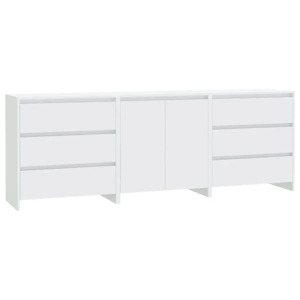 3 Piece Sideboard White Engineered Wood 3098065