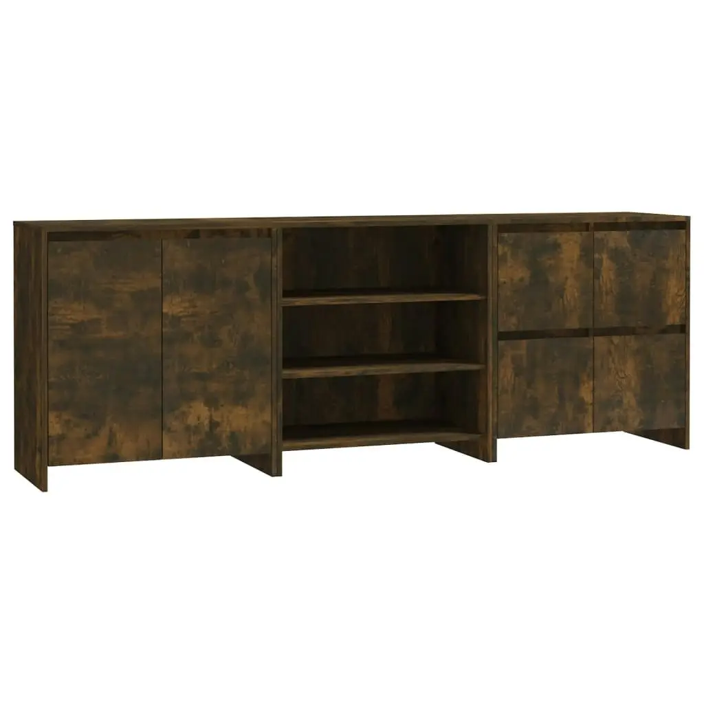 3 Piece Sideboard Smoked Oak Engineered Wood 3098078