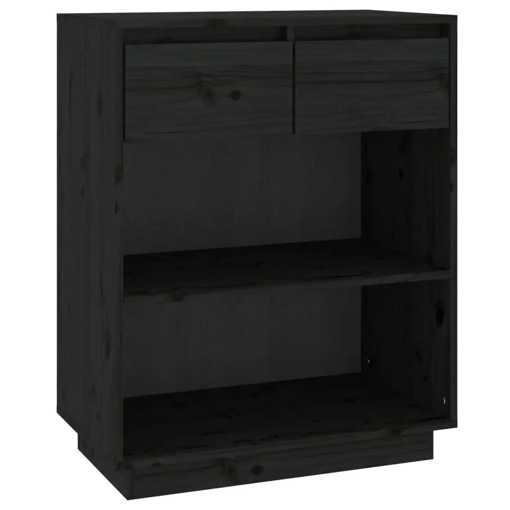 Console Cabinet Black 60x34x75 cm Solid Wood Pine 813838