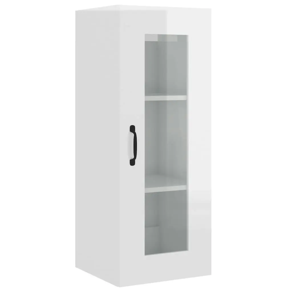 Hanging Wall Cabinet High Gloss White 34.5x34x90 cm 812462