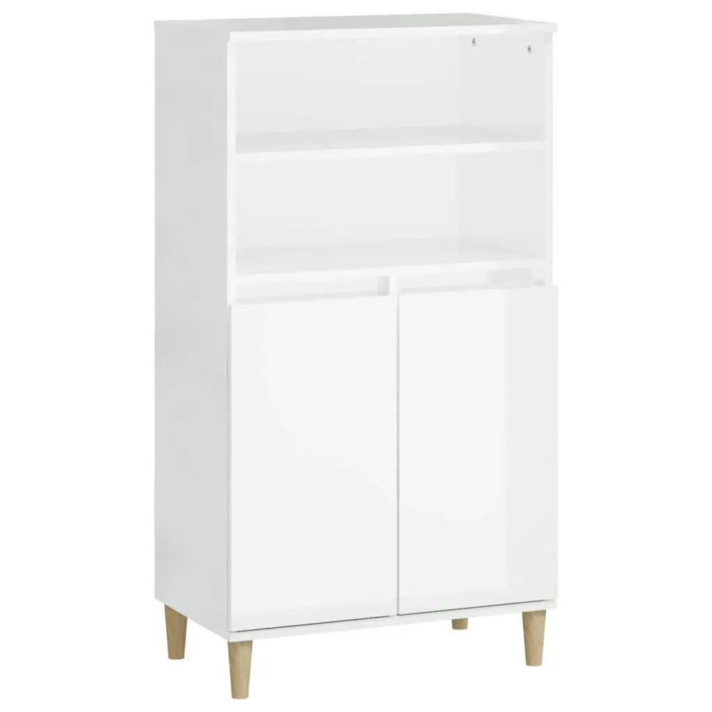 Highboard High Gloss White 60x36x110 cm Engineered Wood 821222