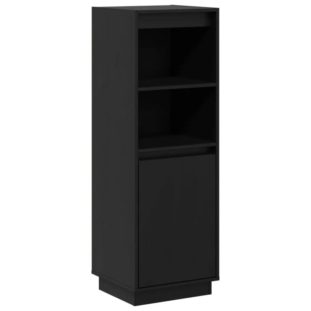 Highboard Black 37x34x110 cm Solid Wood Pine 813519