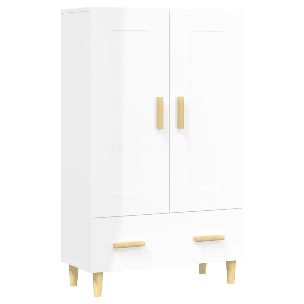 Highboard High Gloss White 70x31x115 cm Engineered Wood 812570