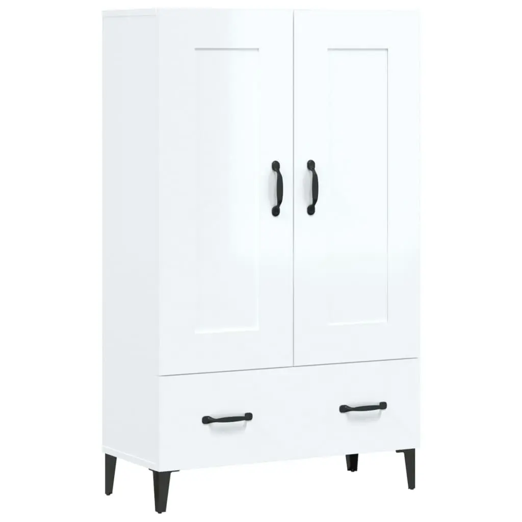 Highboard High Gloss White 70x31x115 cm Engineered Wood 812579