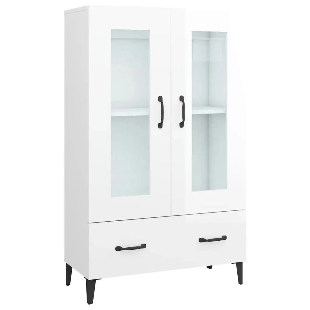 Highboard High Gloss White 70x31x115 cm Engineered Wood 812561