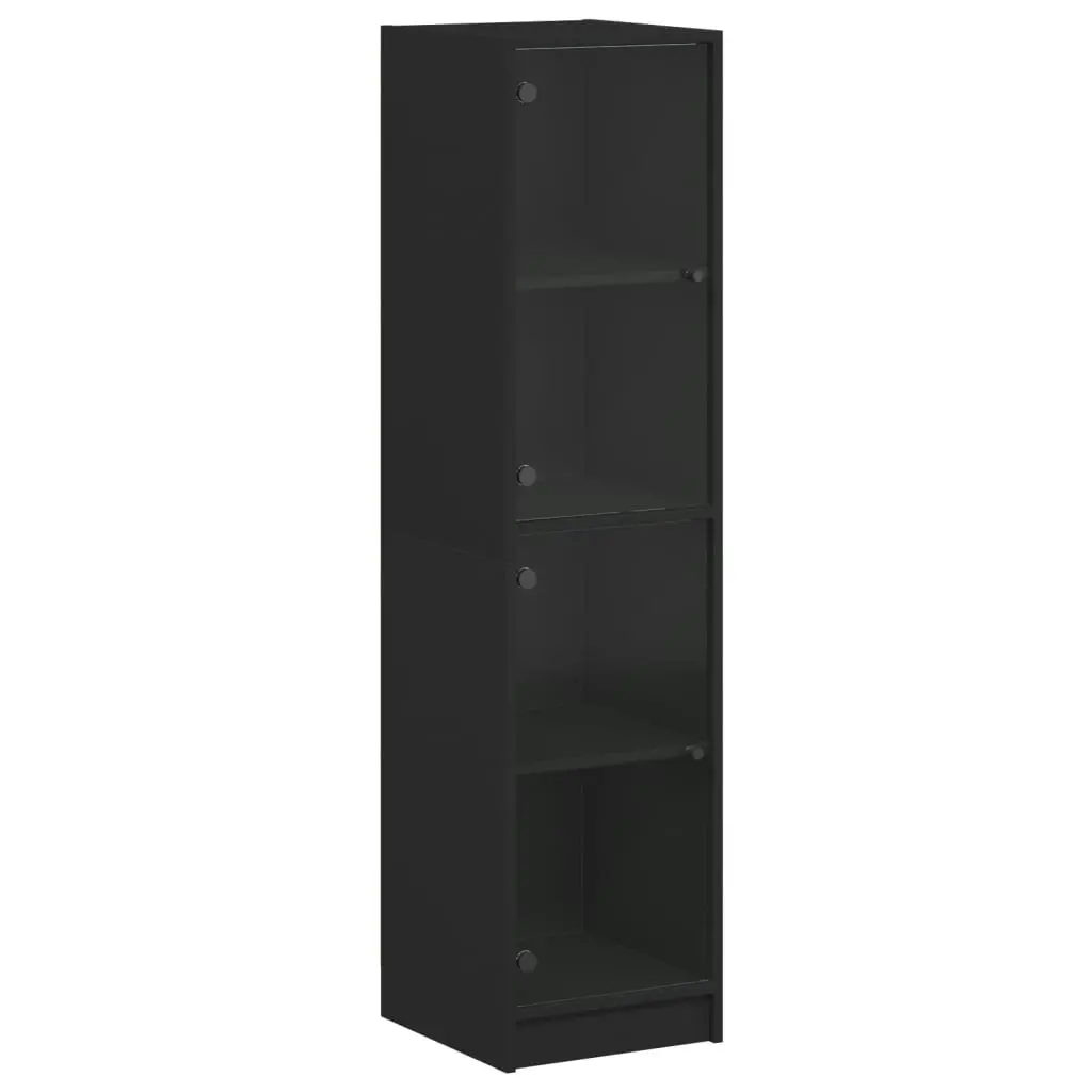 Highboard with Glass Doors Black 35x37x142 cm 836435