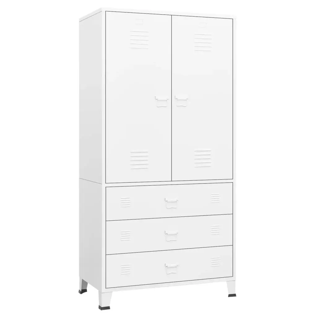 Industrial Wardrobe White 90x50x180 cm Metal 339614