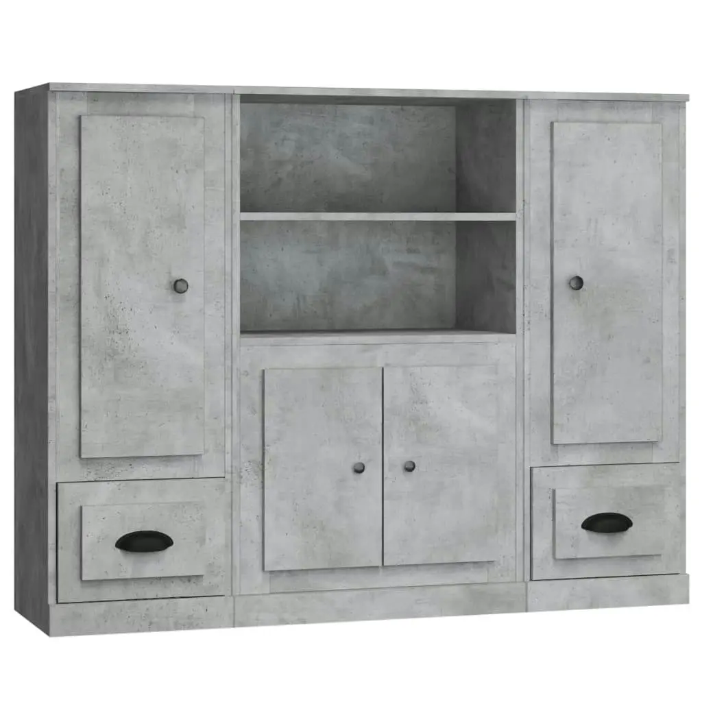 Highboards 3 pcs Concrete Grey Engineered Wood 3185315