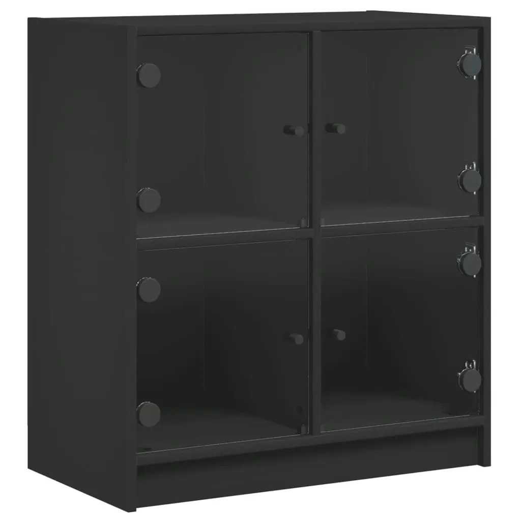 Side Cabinet with Glass Doors Black 68x37x75.5 cm 836379