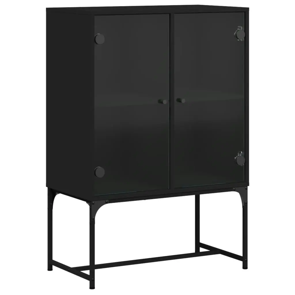 Side Cabinet with Glass Doors Black 69x37x100 cm 836547