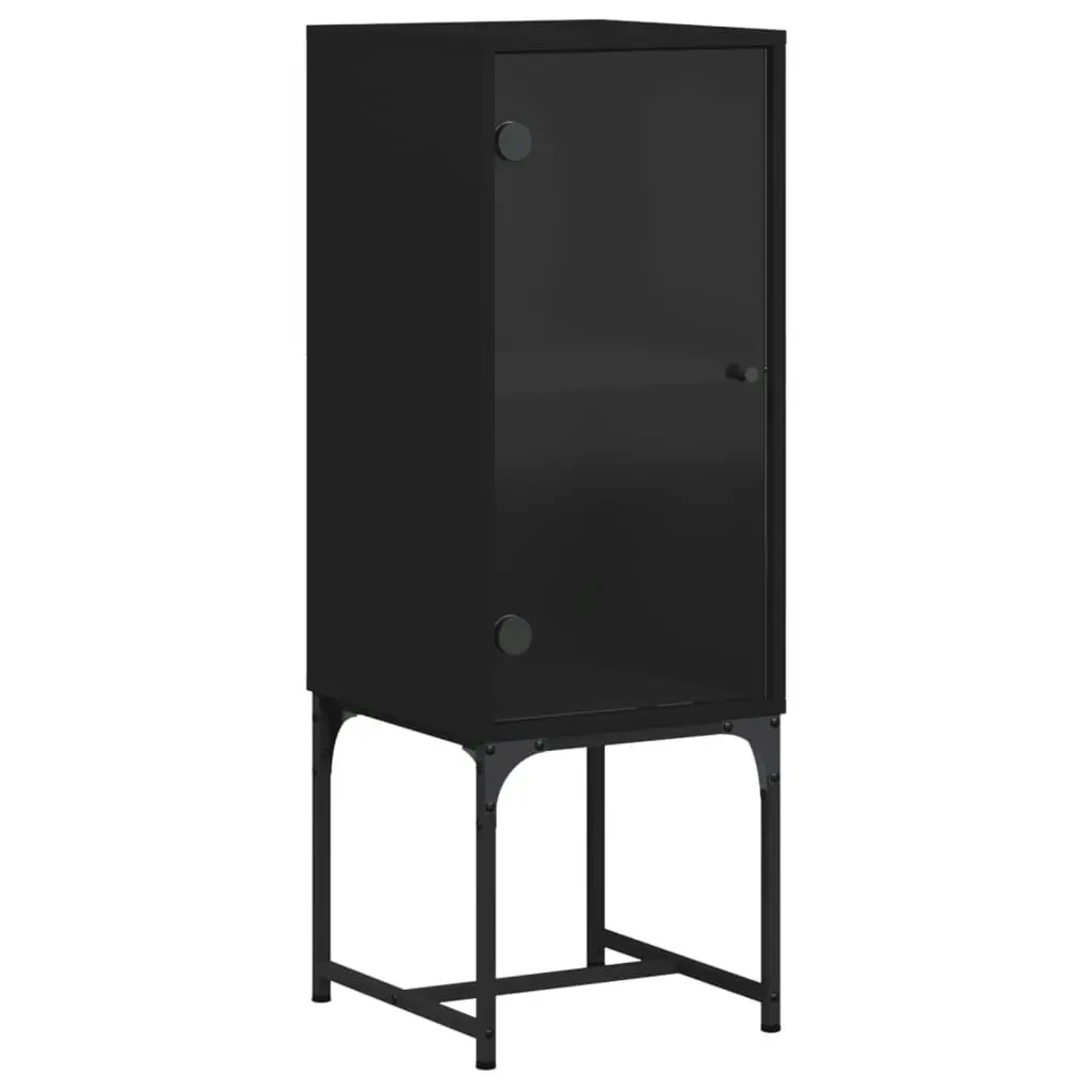 Side Cabinet with Glass Doors Black 35x37x100 cm 836554