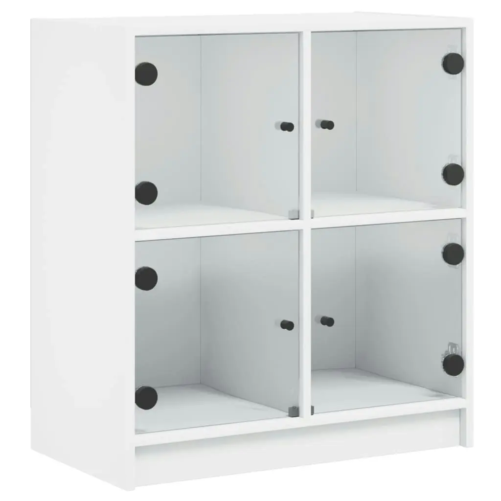 Side Cabinet with Glass Doors White 68x37x75.5 cm 836378