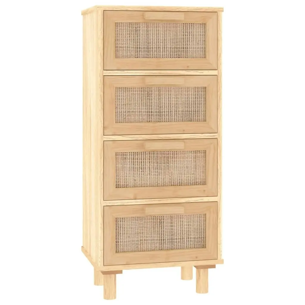 Sideboard Brown 40x30x90 cm Solid Wood Pine and Natural Rattan 345644