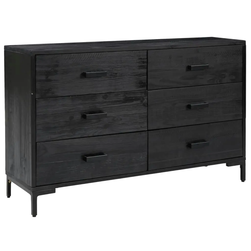 Sideboard Black 110x35x70 cm Solid Pinewood 349922