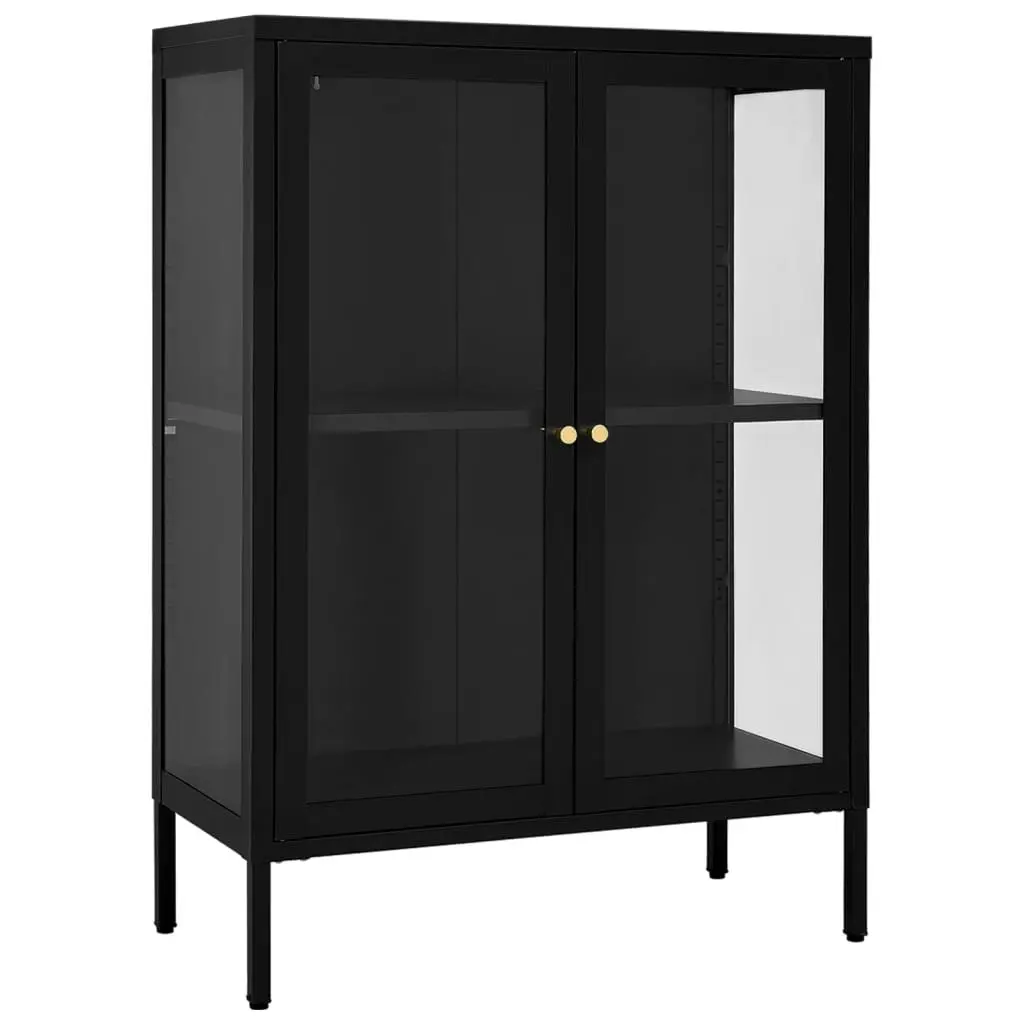 Sideboard Black 75x35x105 cm Steel and Glass 336070