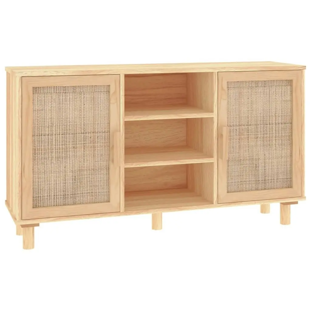 Sideboard Brown 105x30x60 cm Solid Wood Pine and Natural Rattan 345641