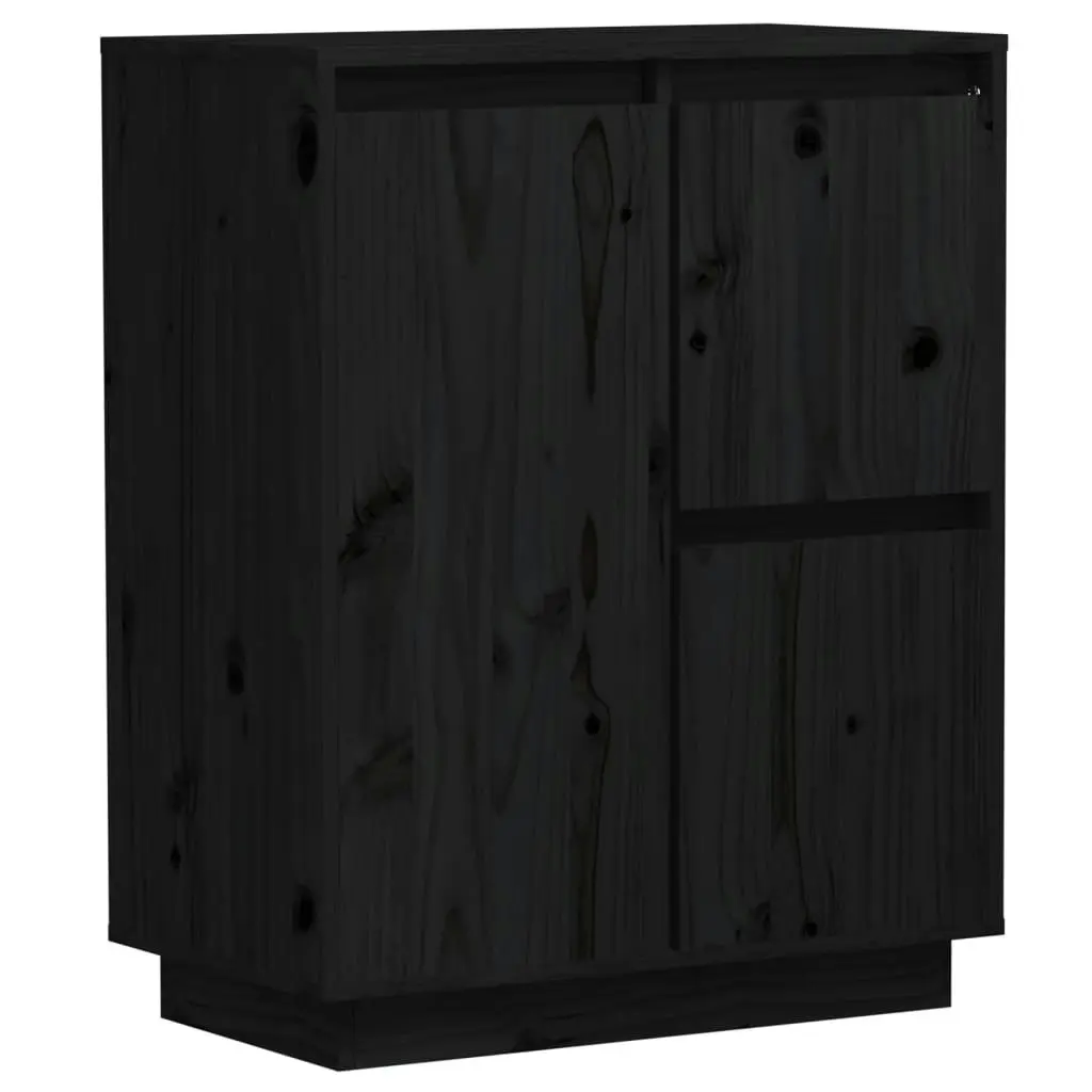 Sideboard Black 60x34x75 cm Solid Wood Pine 813394