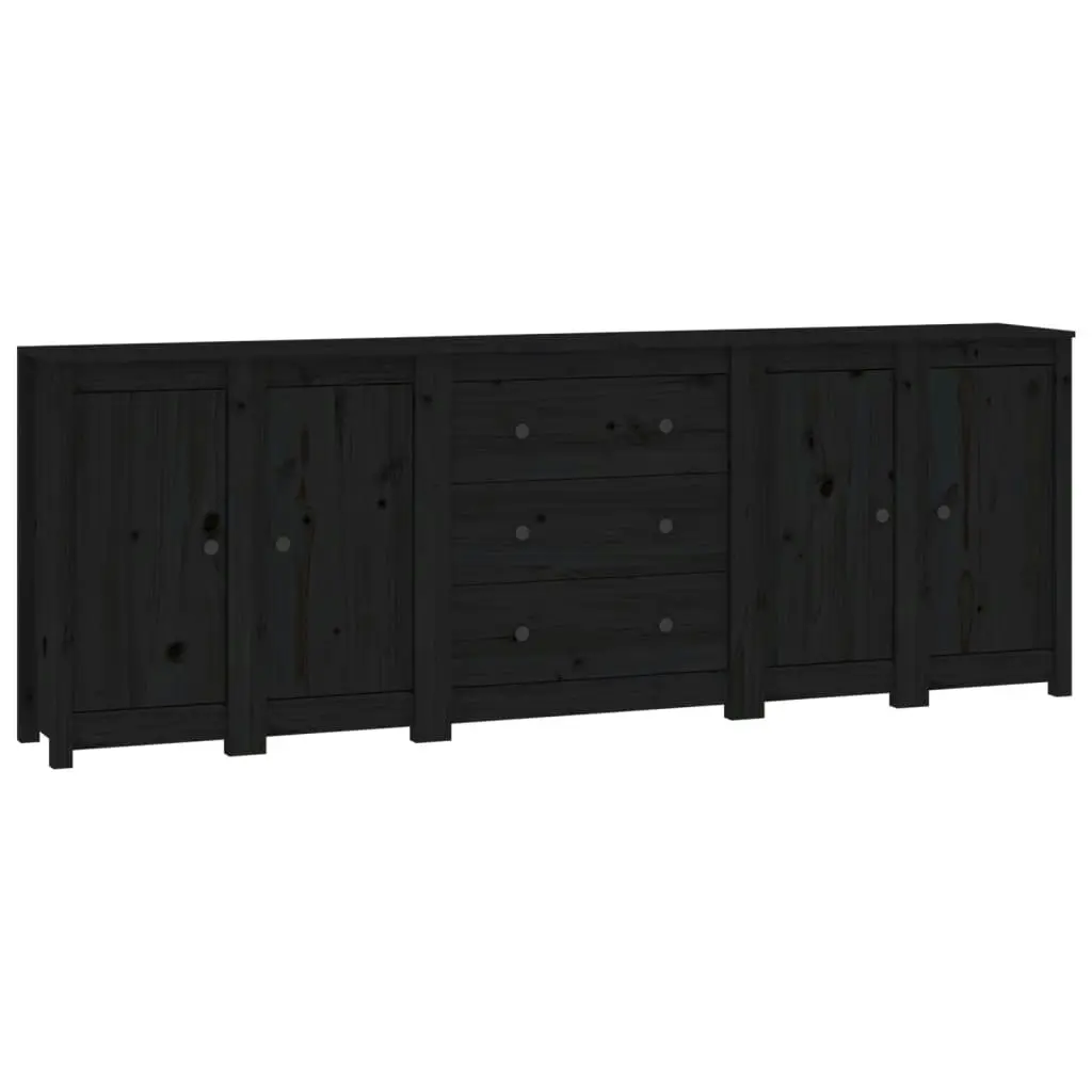 Sideboard Black 230x35x80 cm Solid Wood Pine 3114078