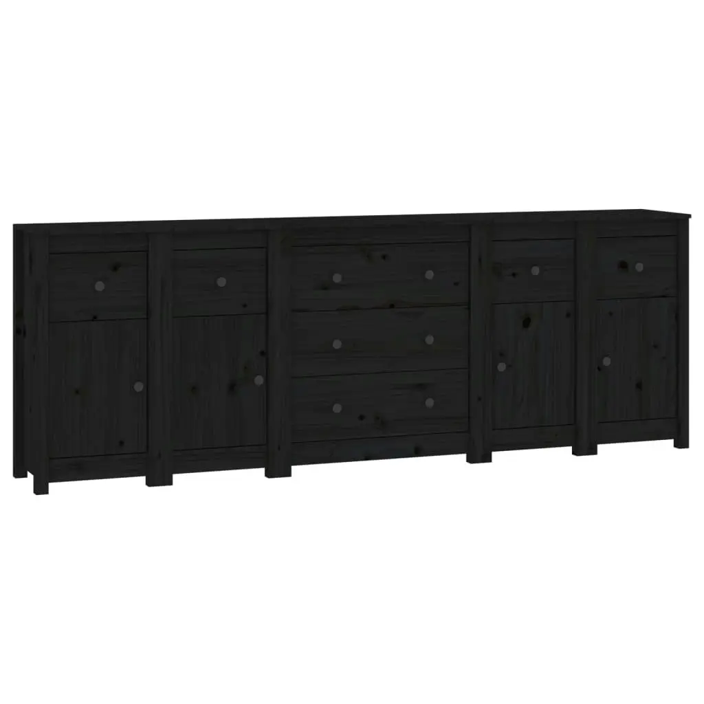 Sideboard Black 230x35x80 cm Solid Wood Pine 3114098