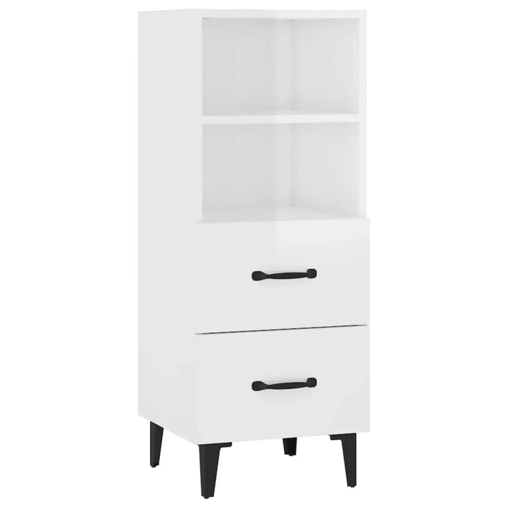 Sideboard High Gloss White 34.5x34x90 cm Engineered Wood 812372