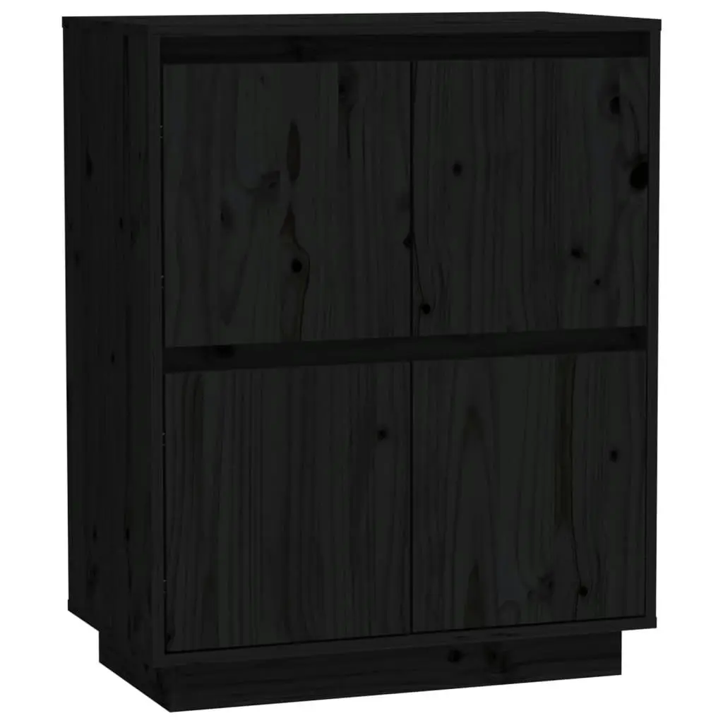 Sideboard Black 60x34x75 cm Solid Wood Pine 813379